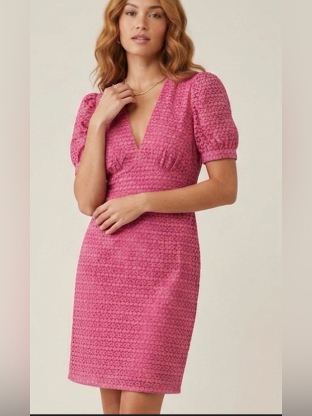 Tularosa Pink Puff Sleeve Sheath Dress
